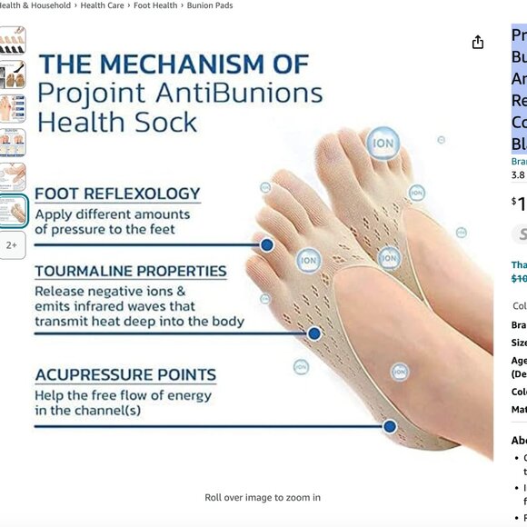 4 PAIRS Bunion Corrector Split Toe Orthopedic Compression Bunions Socks NWT - Picture 6 of 8